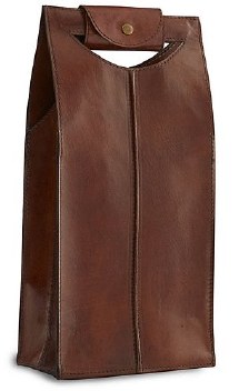 Leather Wine Tote  Saddle Brown